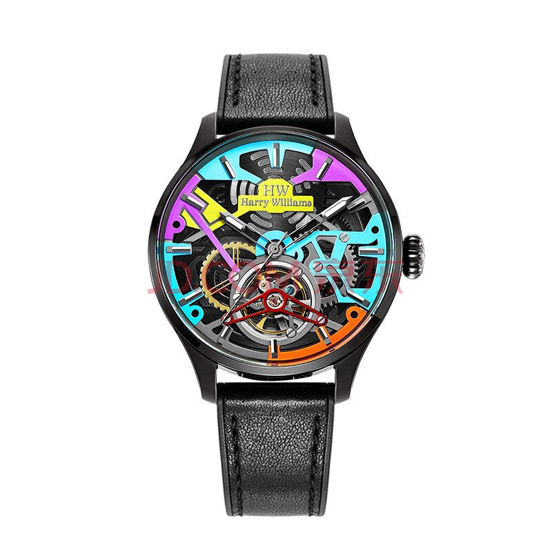 Harry williams cybertron series men's luminous automatic mechanical watch men skeleton waterproof belt watch