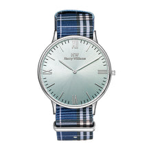 Abbey Road Men’s Quartz Watch – Slim Roman Numeral Dial & Plaid Fabric Strap