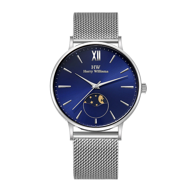 Harry Williams Moonphase Steel Strap Ultra Thin Men's Waterproof Quartz Watch