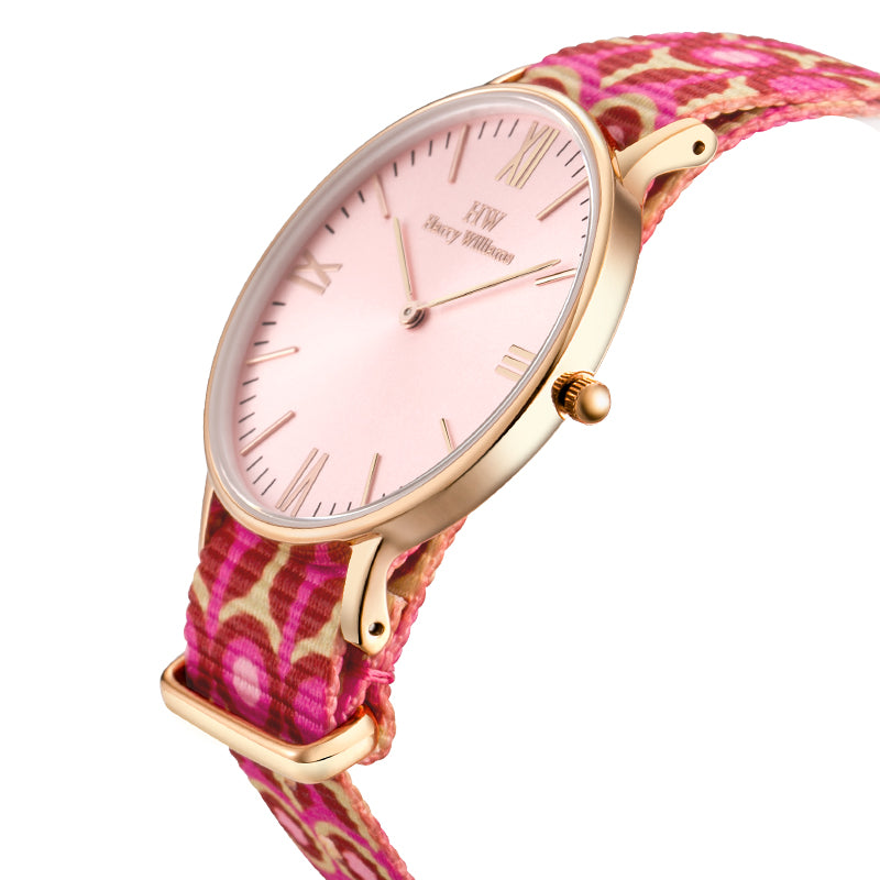 Harry Williams Slim Fashion Nylon Strap Quartz Camouflage Women's Watch