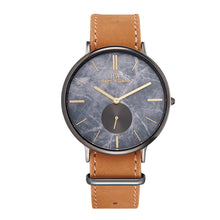 Marble Men’s Classic Quartz Watch – Stone-Effect Dial, Small Seconds & Leather Strap
