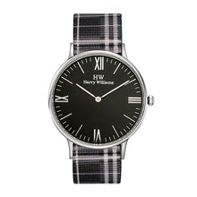 Abbey Road Women’s Quartz Watch – Slim Roman Numeral Dial & Plaid Fabric Strap