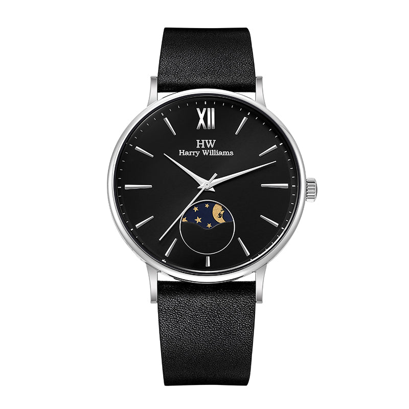 Harry Williams Ultra Thin Classic Moonphase Belt Men's Business Quartz Watch