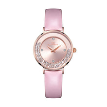 Free Dancing Jewelry Quartz Watch – Dancing Crystal Bezel & Leather Strap