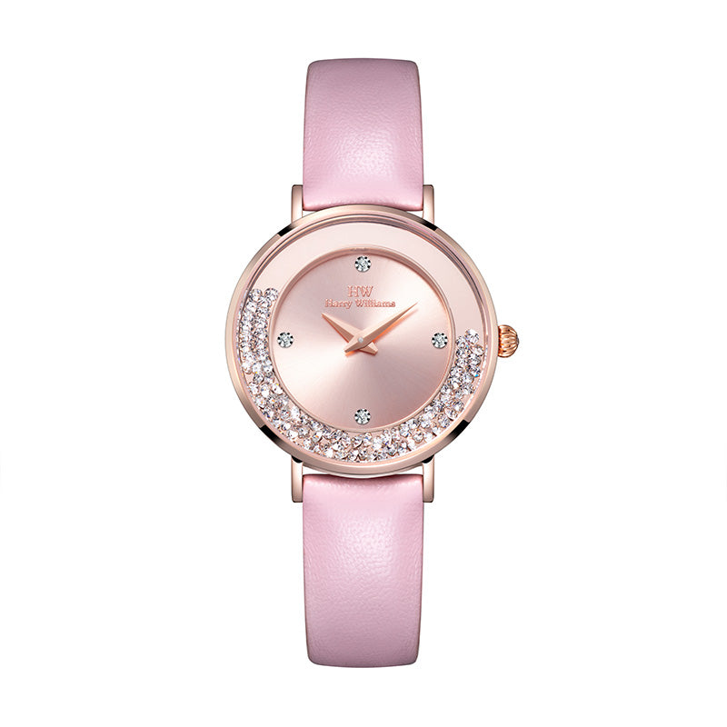 Harry Williams Free Spirit Collection Mirrored Concentric Flowing Swarovski Diamond Elements Dial Strap