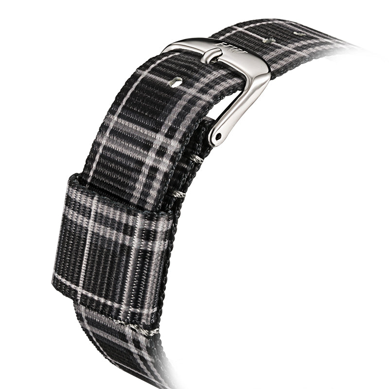 Harry Williams Roman Stud Checkered Nylon Strap Casual Women's Watch