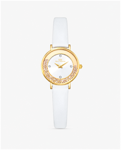 Curved Rhinestone Bezel Leather