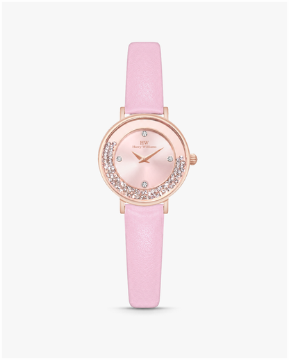 Curved Rhinestone Bezel Leather